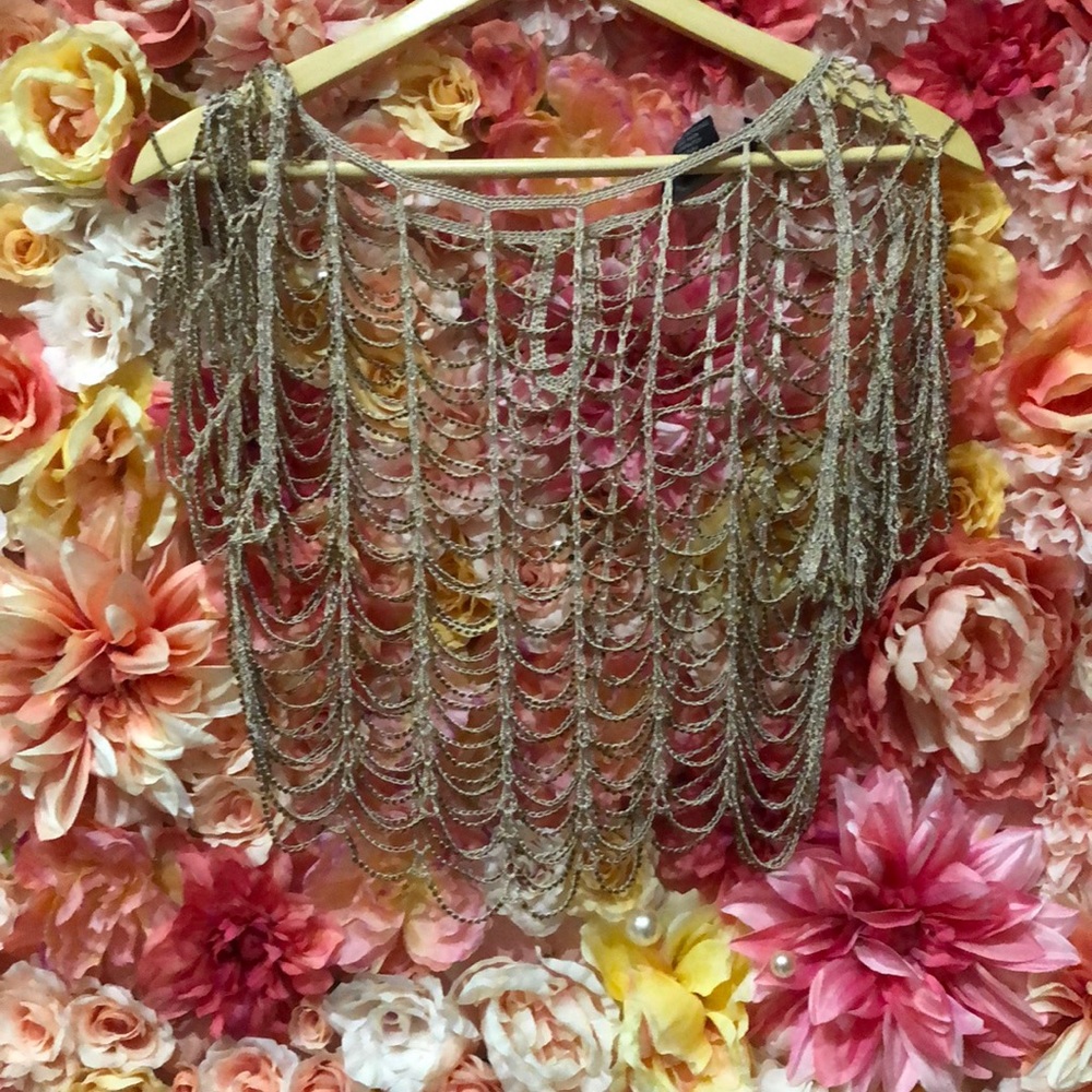 Cute net beaded beach cover up!